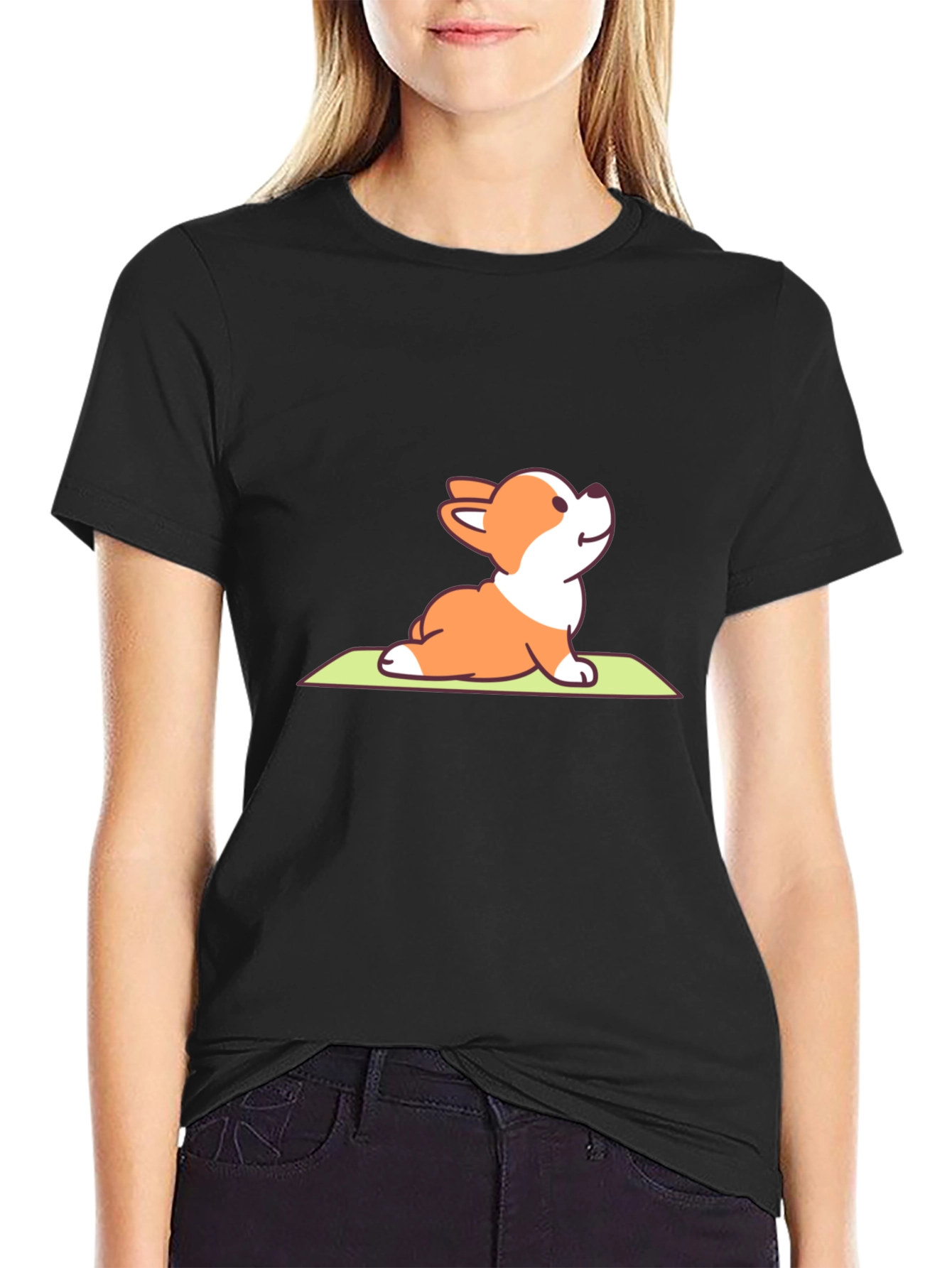 Yoga Corgi T-Shirt – Cute Upward Dog Pose Graphic Tee