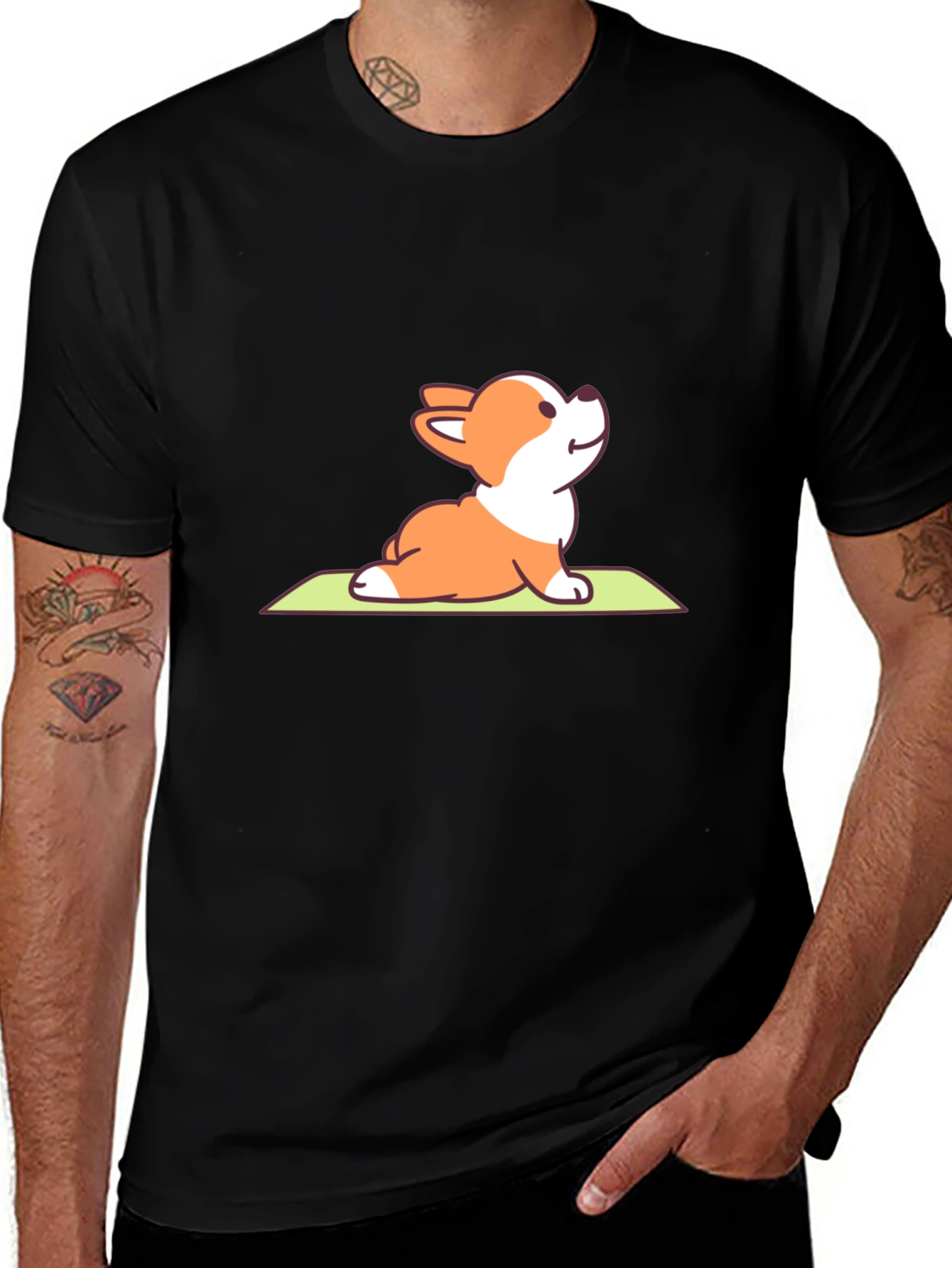 Yoga Corgi T-Shirt – Cute Upward Dog Pose Graphic Tee