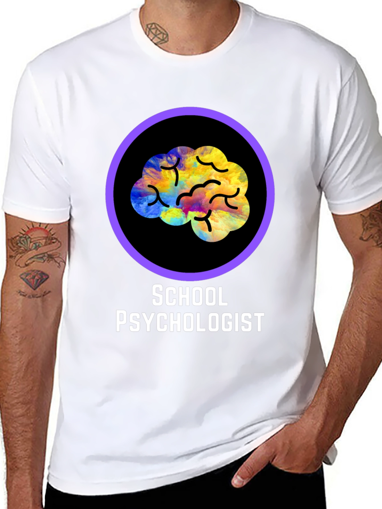 School Psychologist T-Shirt - Brain Design