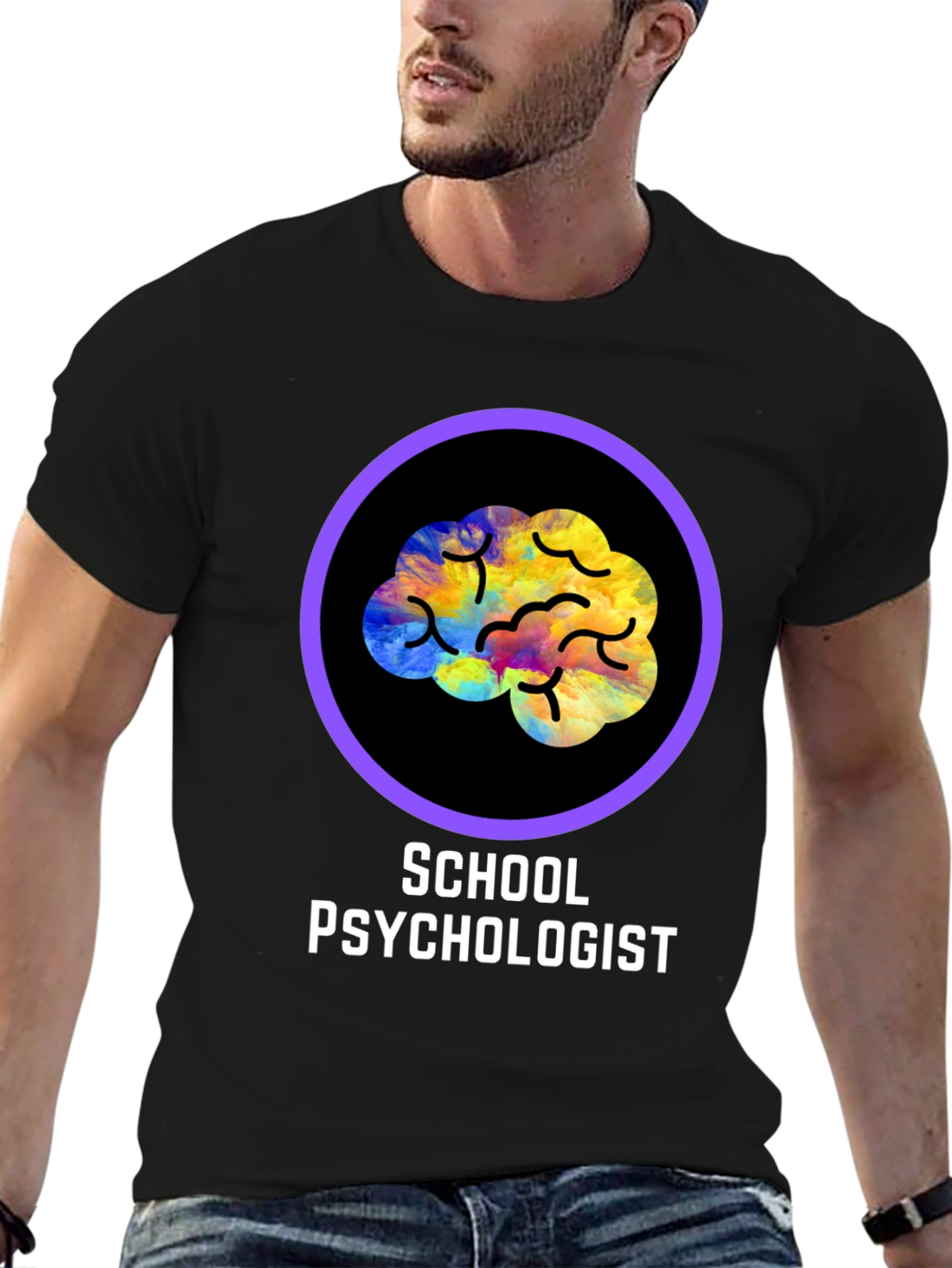 School Psychologist T-Shirt - Brain Design