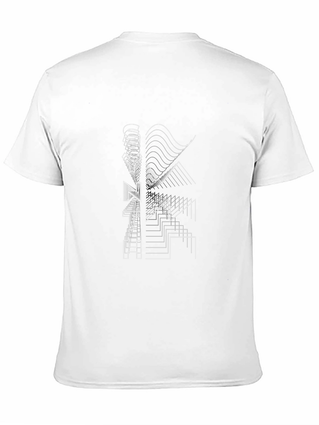 Geometric Line Art Black T-Shirt