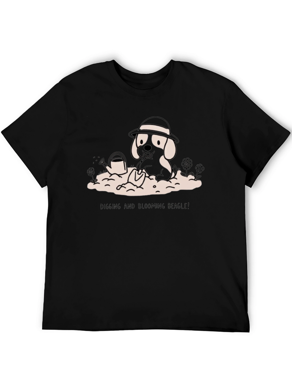 Digging Beagle Graphic Tee - Black Cotton T-Shirt