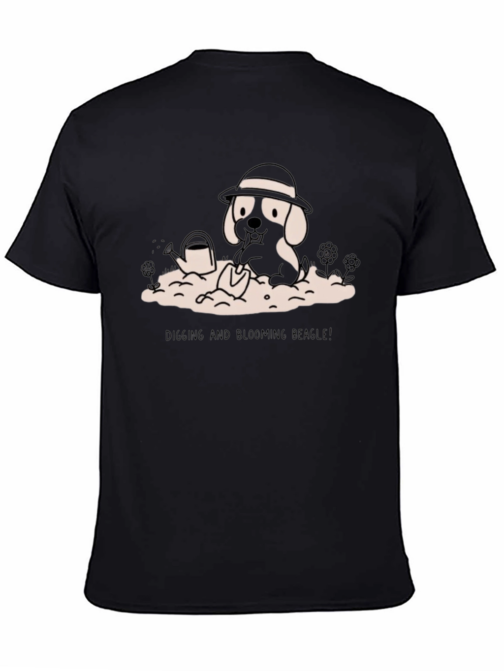 Digging Beagle Graphic Tee - Black Cotton T-Shirt