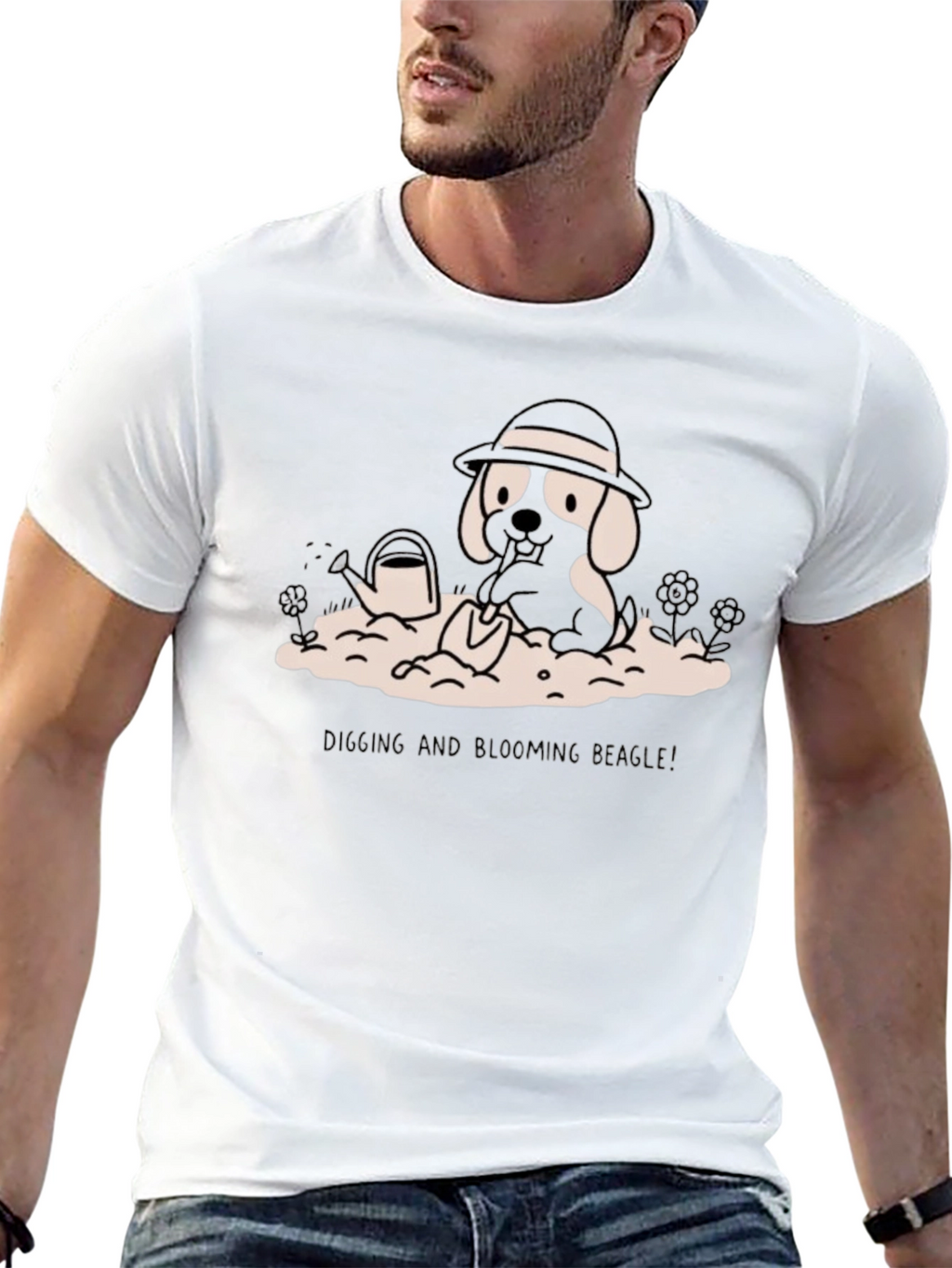 Digging Beagle Graphic Tee - Black Cotton T-Shirt