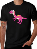 Cartoon Dinosaur Graphic Print Mens Tee - Black