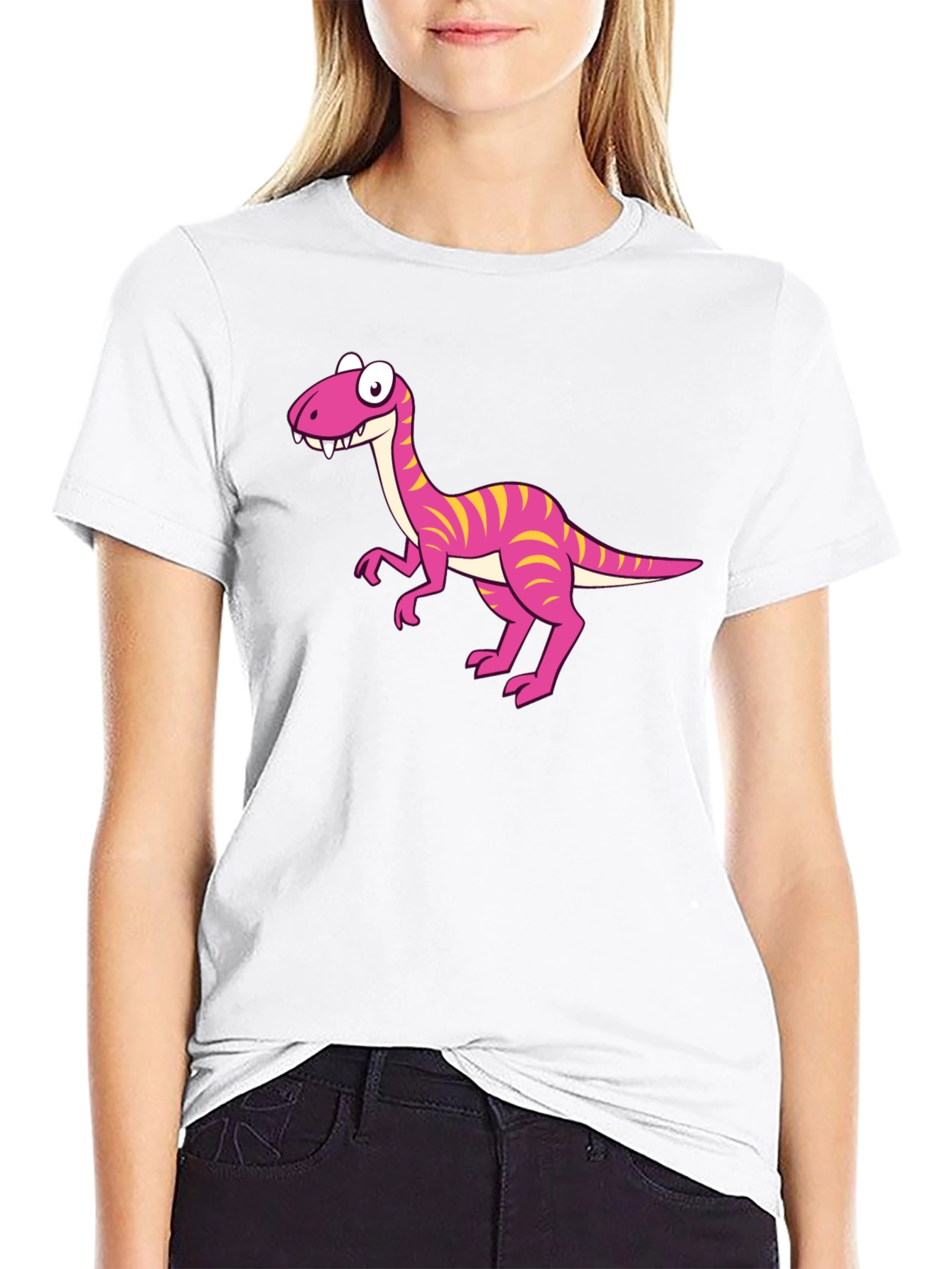 Cartoon Dinosaur Graphic Print Mens Tee - Black
