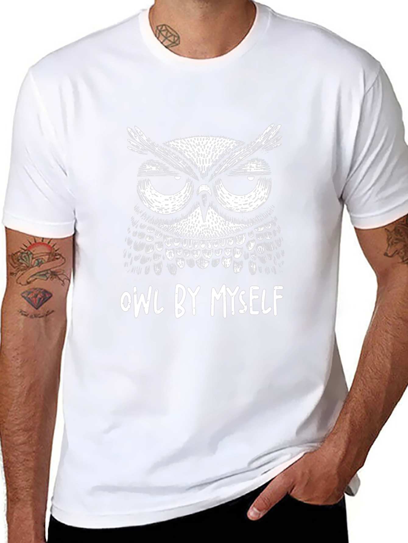 Owl By Myself Black Graphic T-Shirt