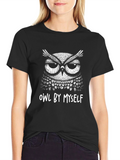 Owl By Myself Black Graphic T-Shirt
