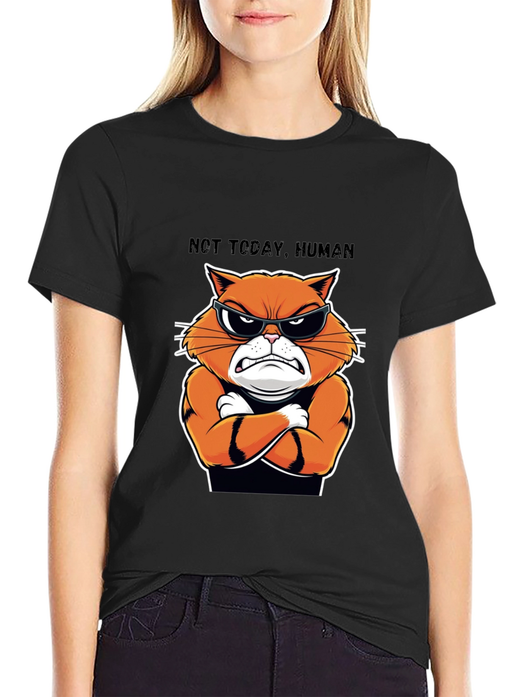 Not Today Human Cat T-Shirt - Funny Feline Tee