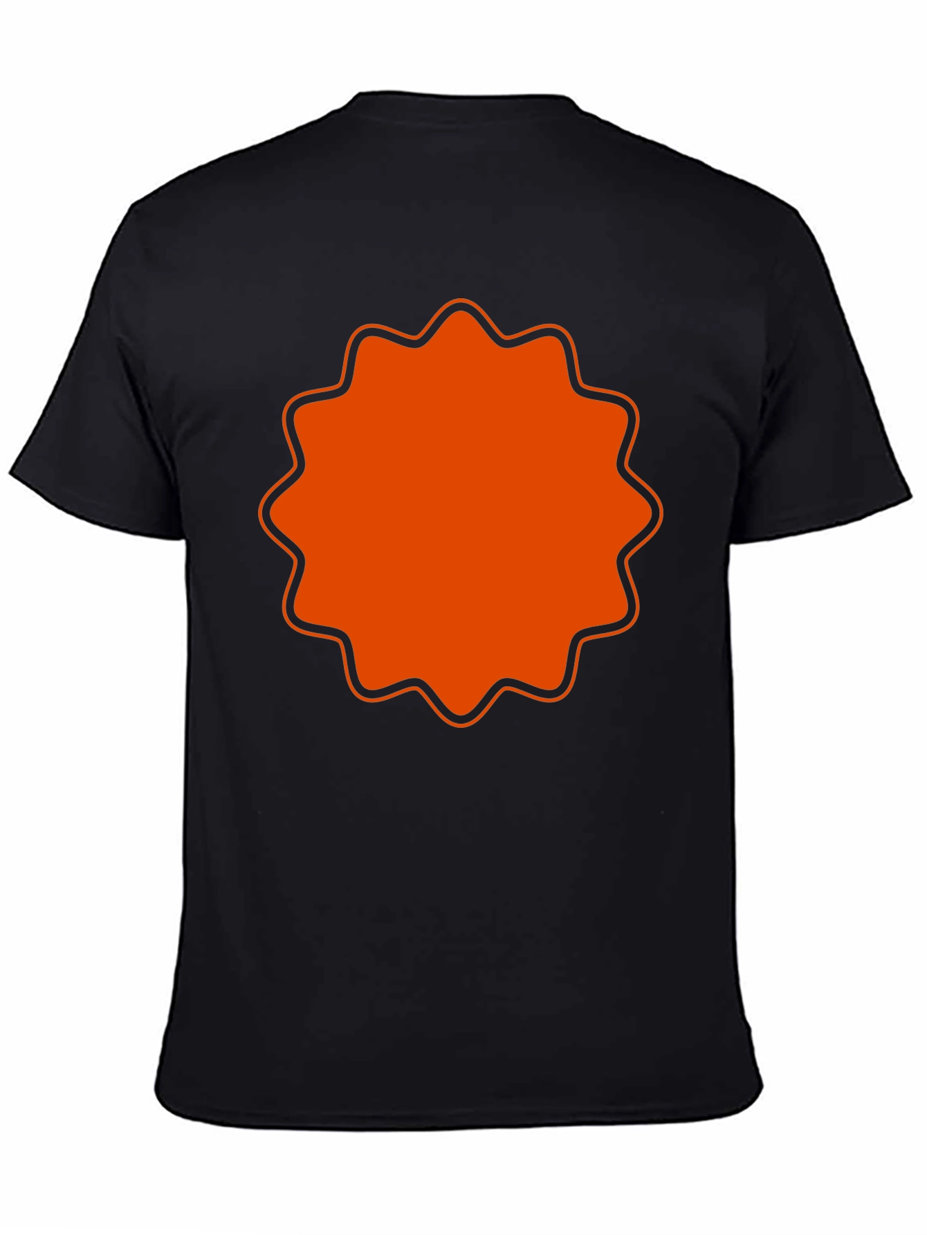 Mens Black T-Shirt with Orange Starburst Design