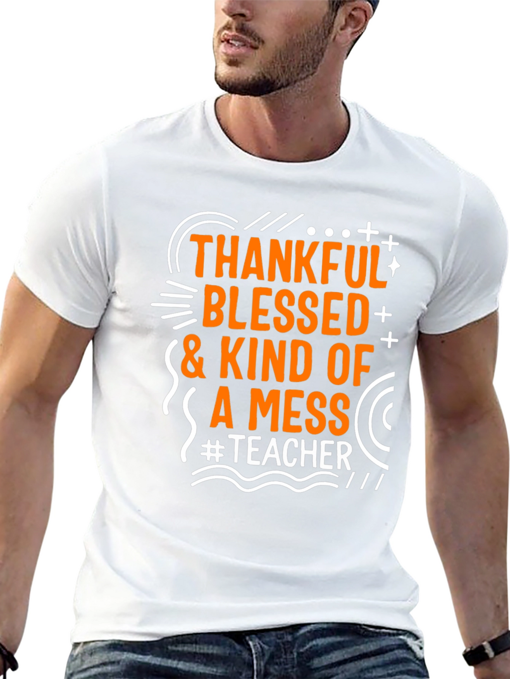 Thankful Blessed Messy Teacher T-Shirt