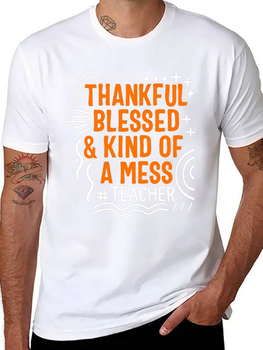 Thankful Blessed Messy Teacher T-Shirt
