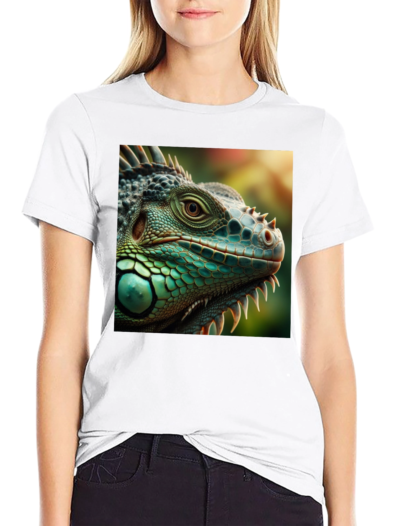 Iguana Graphic Print T-Shirt - Black