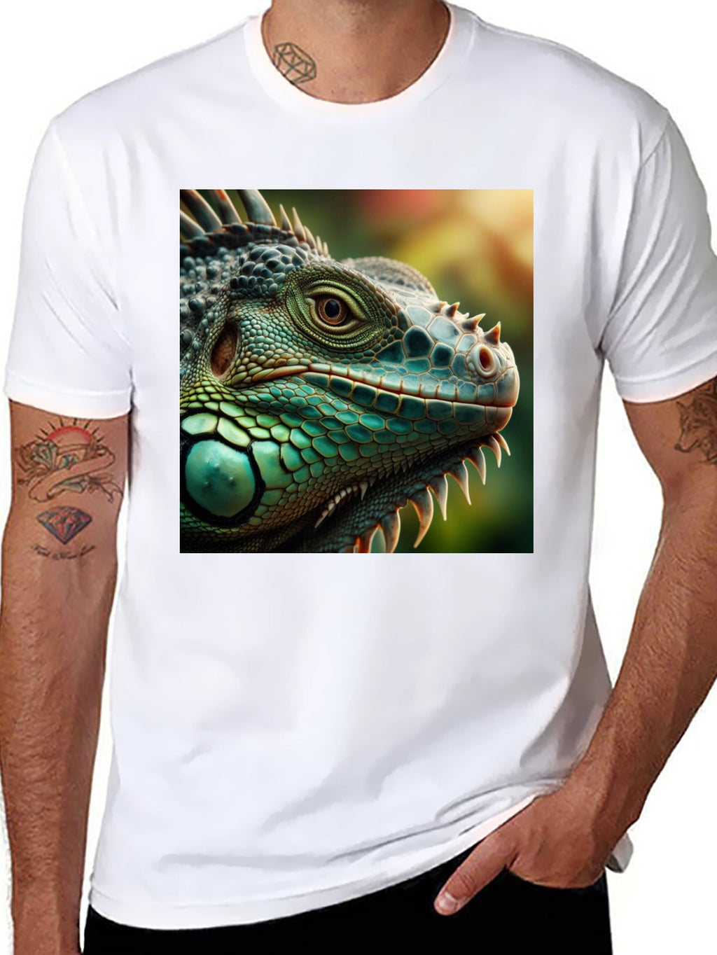 Iguana Graphic Print T-Shirt - Black