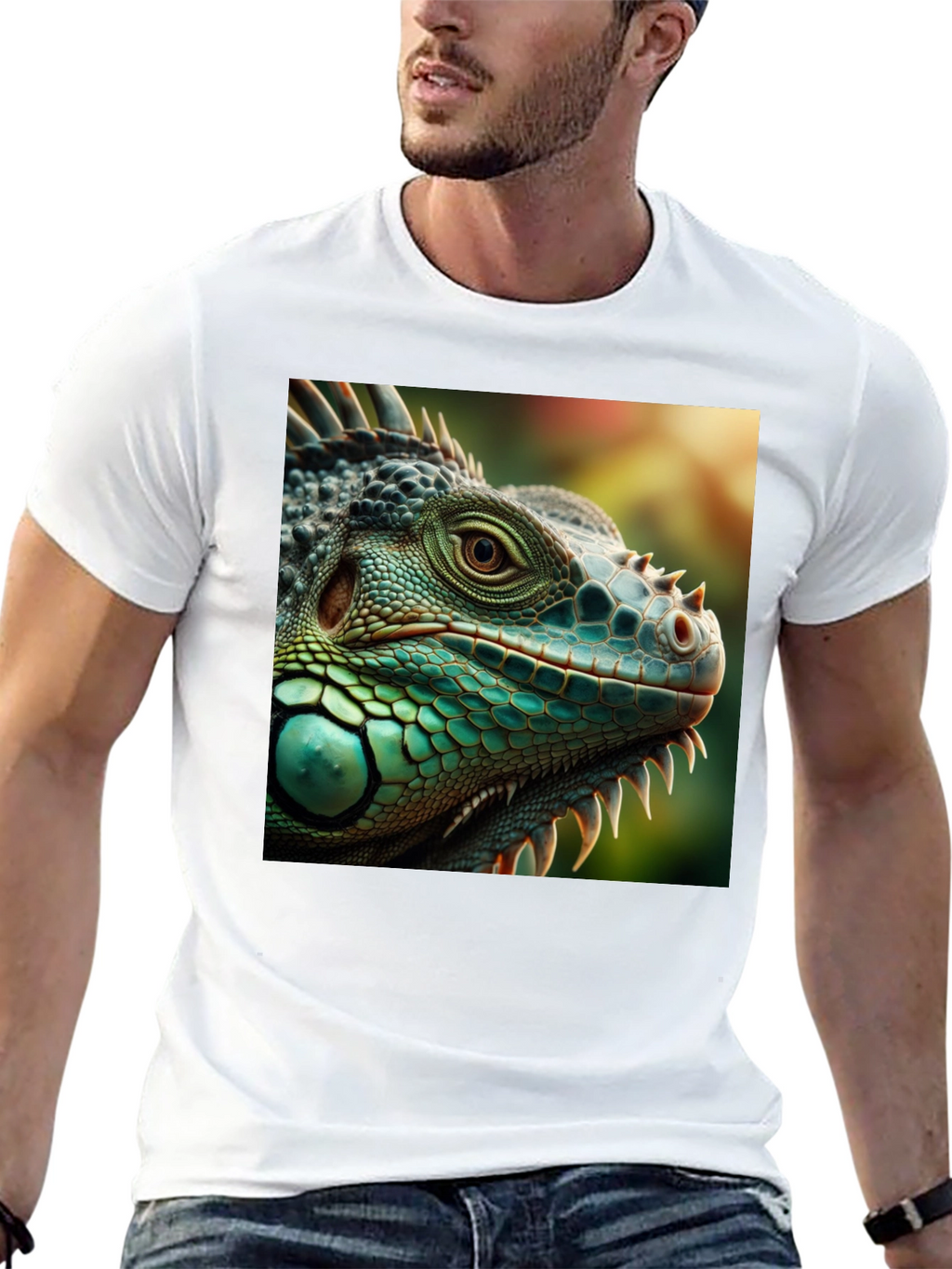 Iguana Graphic Print T-Shirt - Black