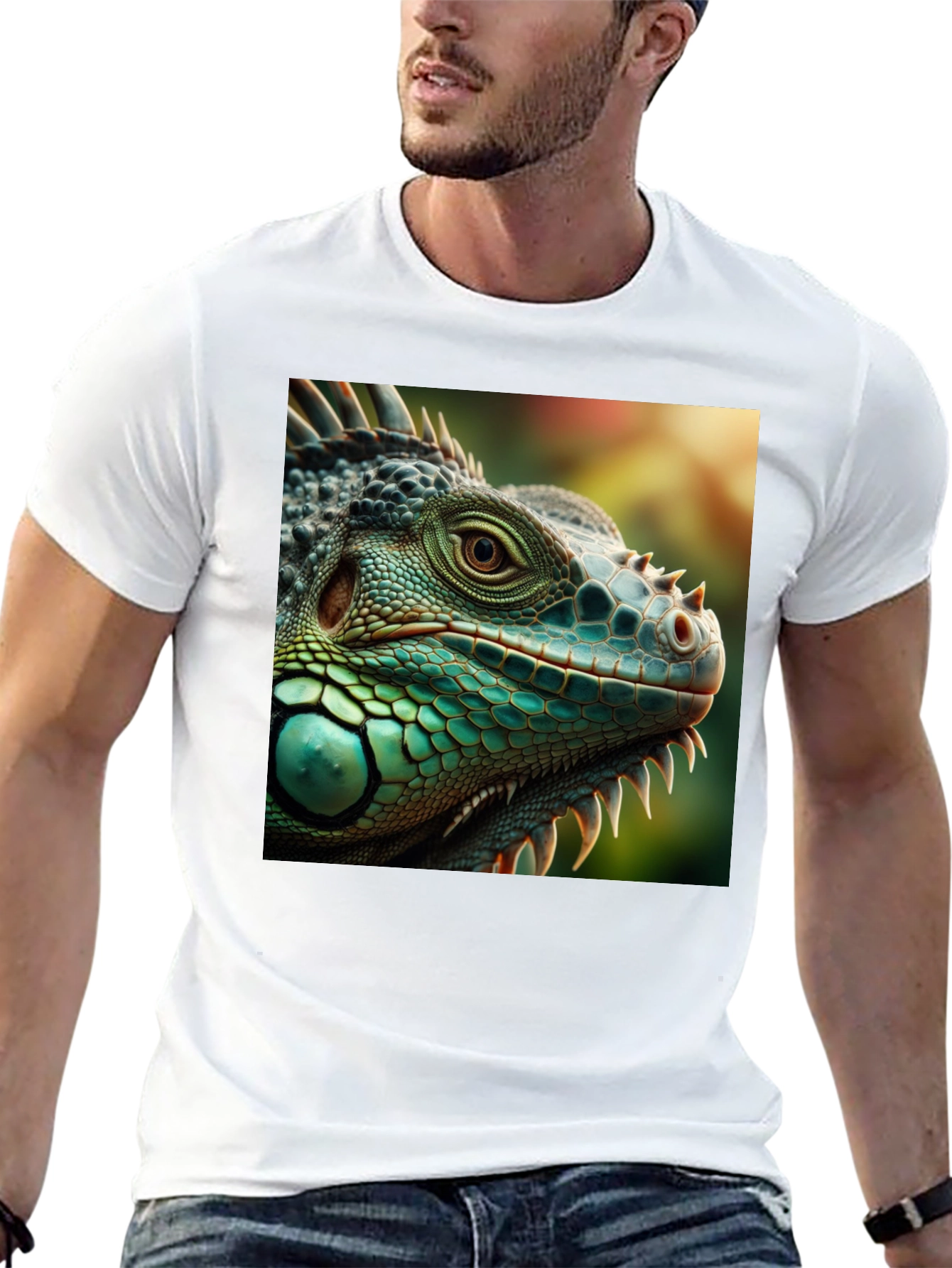 Iguana Graphic Print T-Shirt - Black