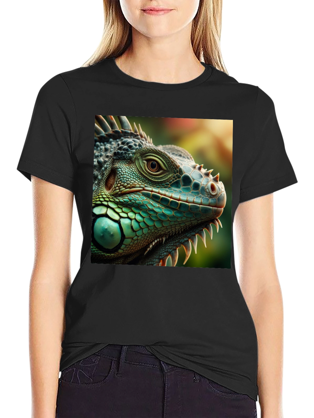 Iguana Graphic Print T-Shirt - Black