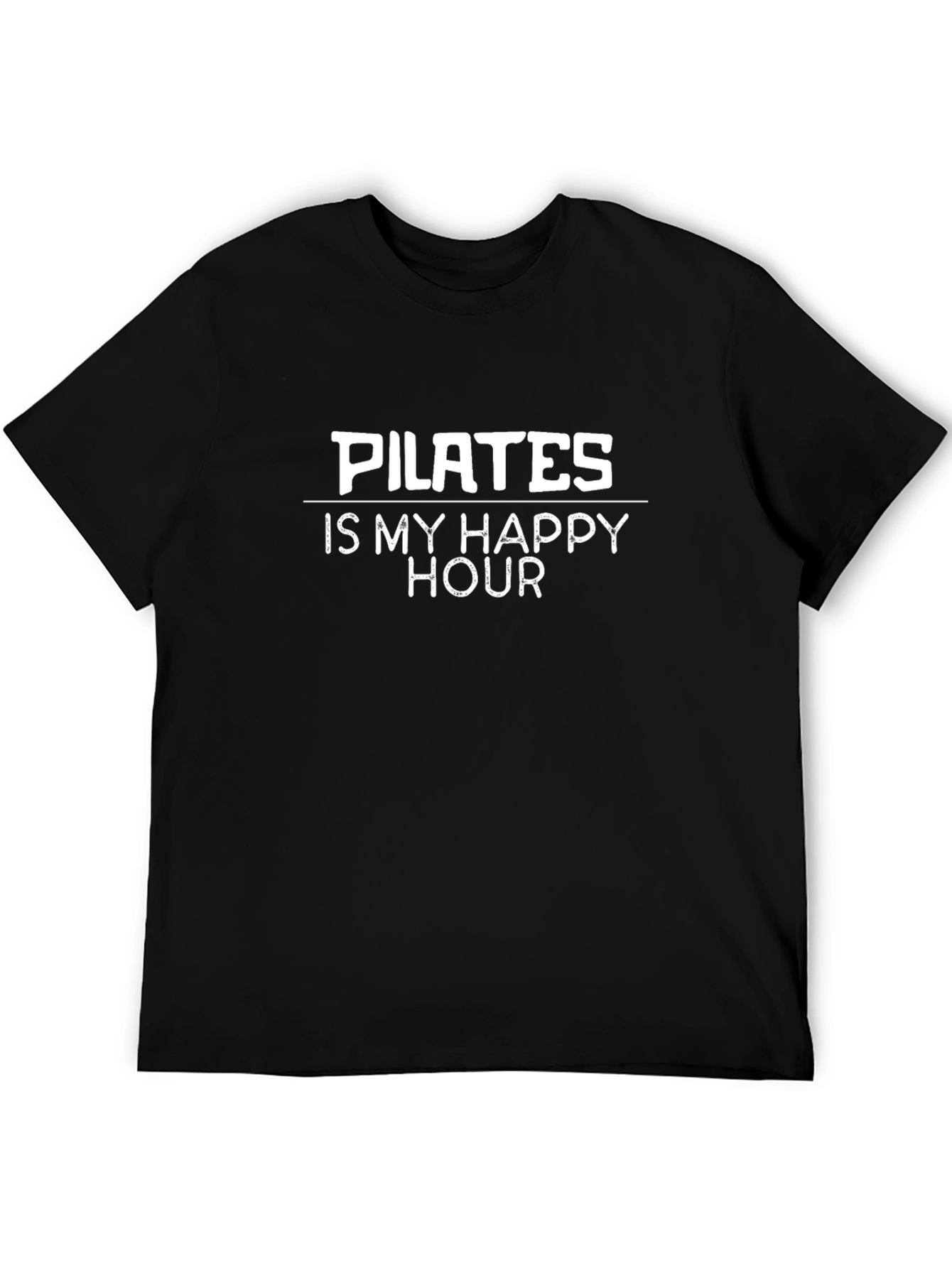 Pilates Is My Happy Hour - Black Cotton Tee