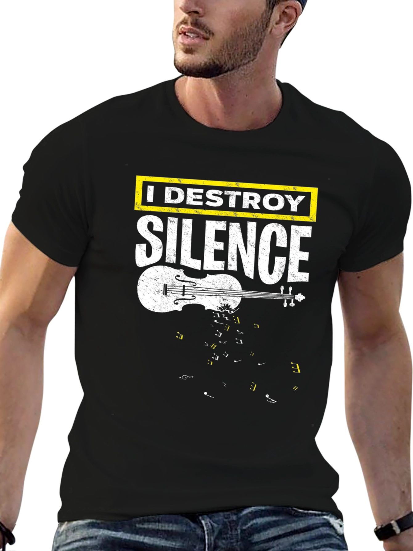 I Destroy Silence Violin Graphic T-Shirt