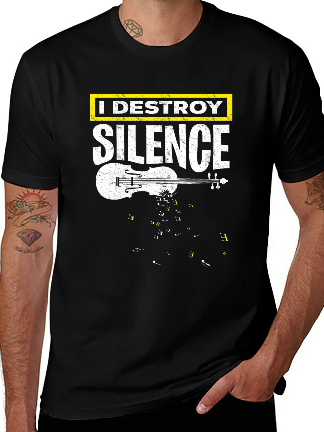 I Destroy Silence Violin Graphic T-Shirt