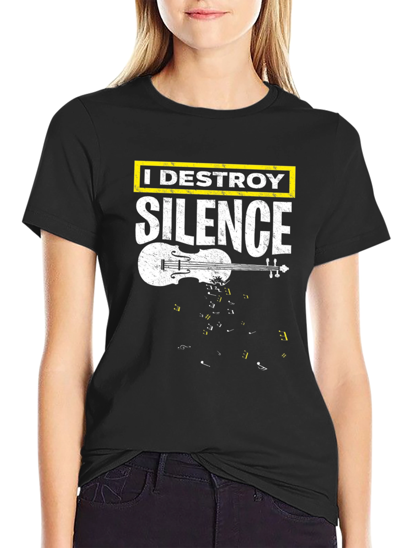 I Destroy Silence Violin Graphic T-Shirt