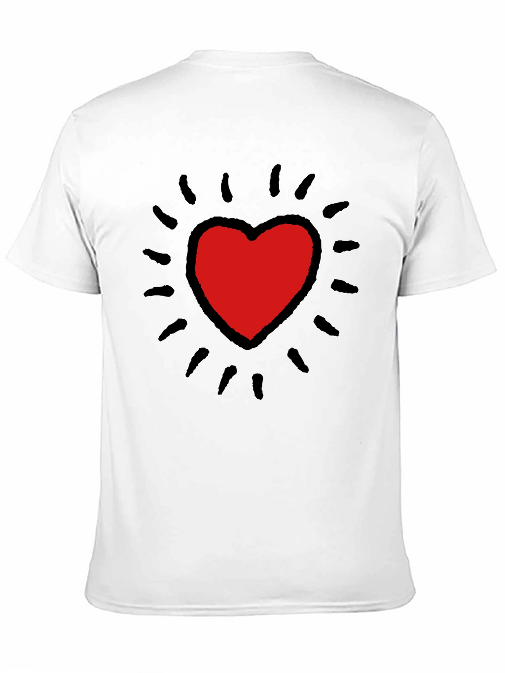 Keith Haring Inspired Heart T-Shirt - Bold Black Tee