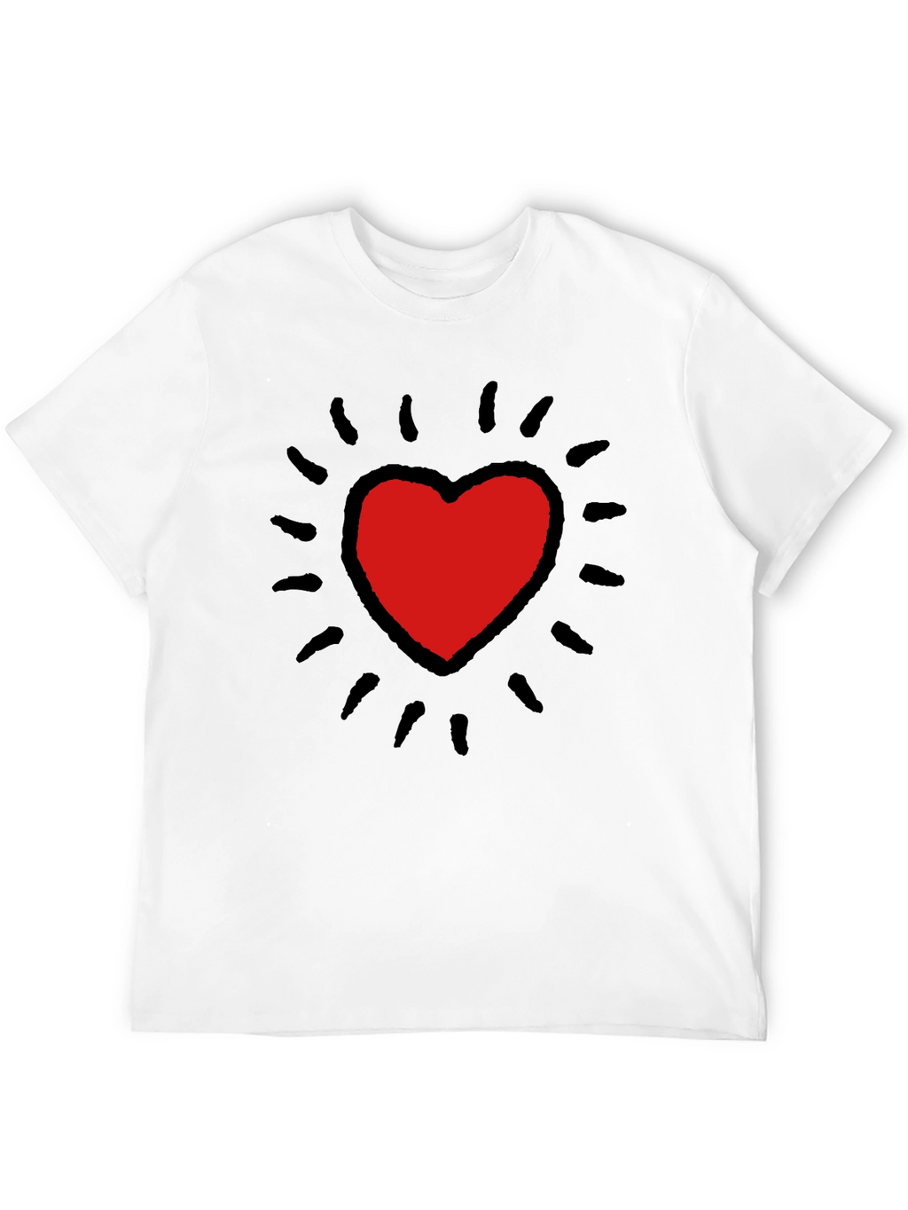 Keith Haring Inspired Heart T-Shirt - Bold Black Tee