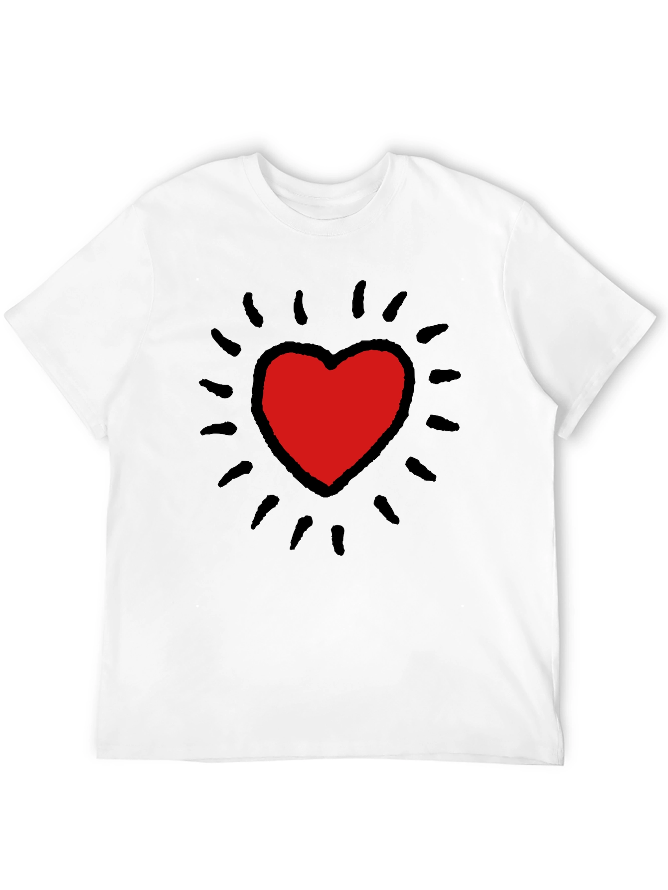 Keith Haring Inspired Heart T-Shirt - Bold Black Tee