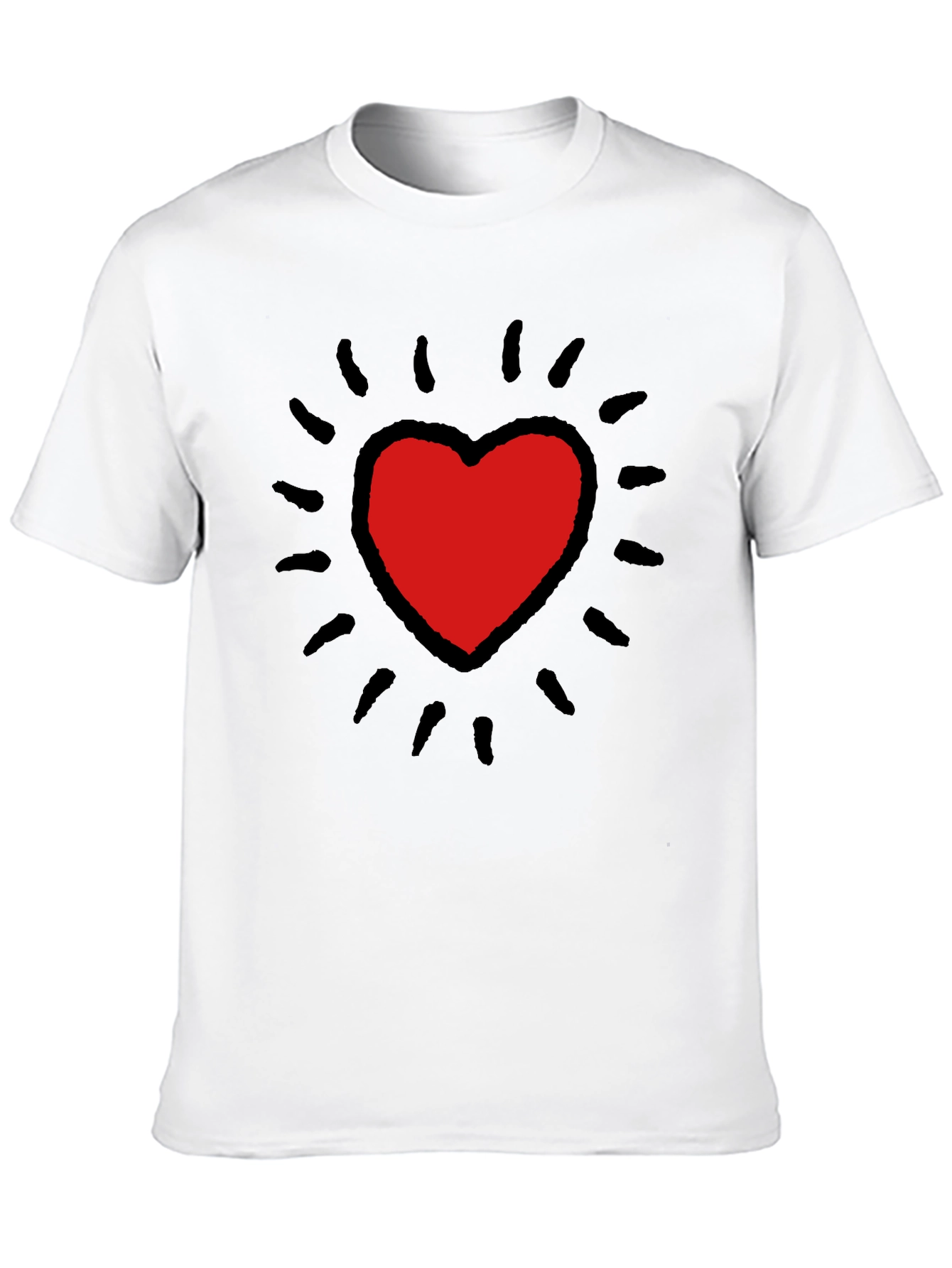 Keith Haring Inspired Heart T-Shirt - Bold Black Tee