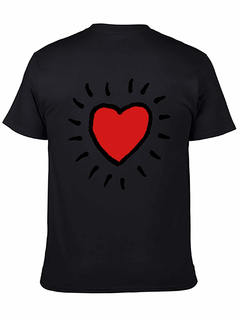 Keith Haring Inspired Heart T-Shirt - Bold Black Tee