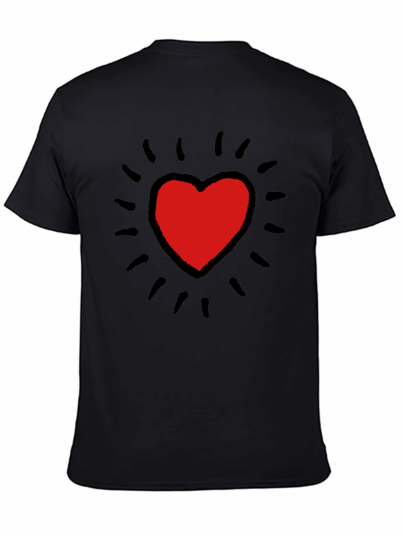 Keith Haring Inspired Heart T-Shirt - Bold Black Tee