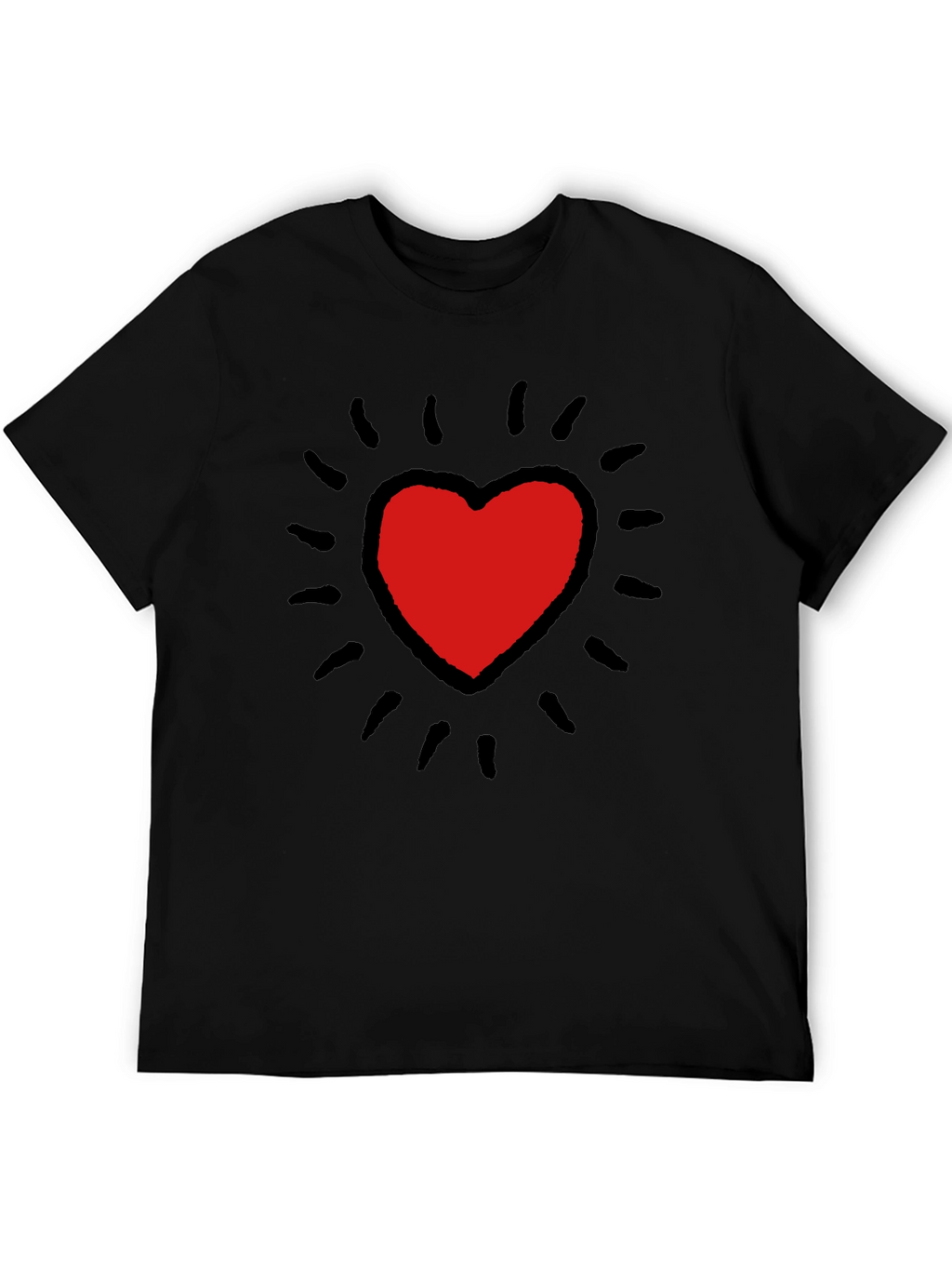 Keith Haring Inspired Heart T-Shirt - Bold Black Tee