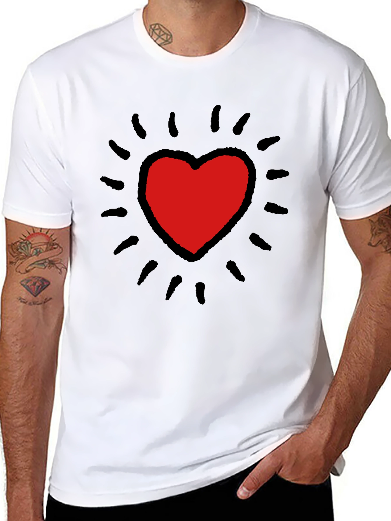 Keith Haring Inspired Heart T-Shirt - Bold Black Tee