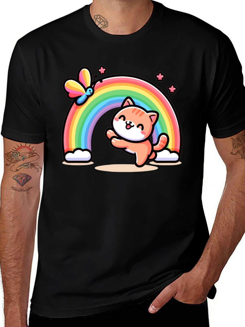 Cat Rainbow Graphic T-Shirt