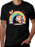 Cat Rainbow Graphic T-Shirt