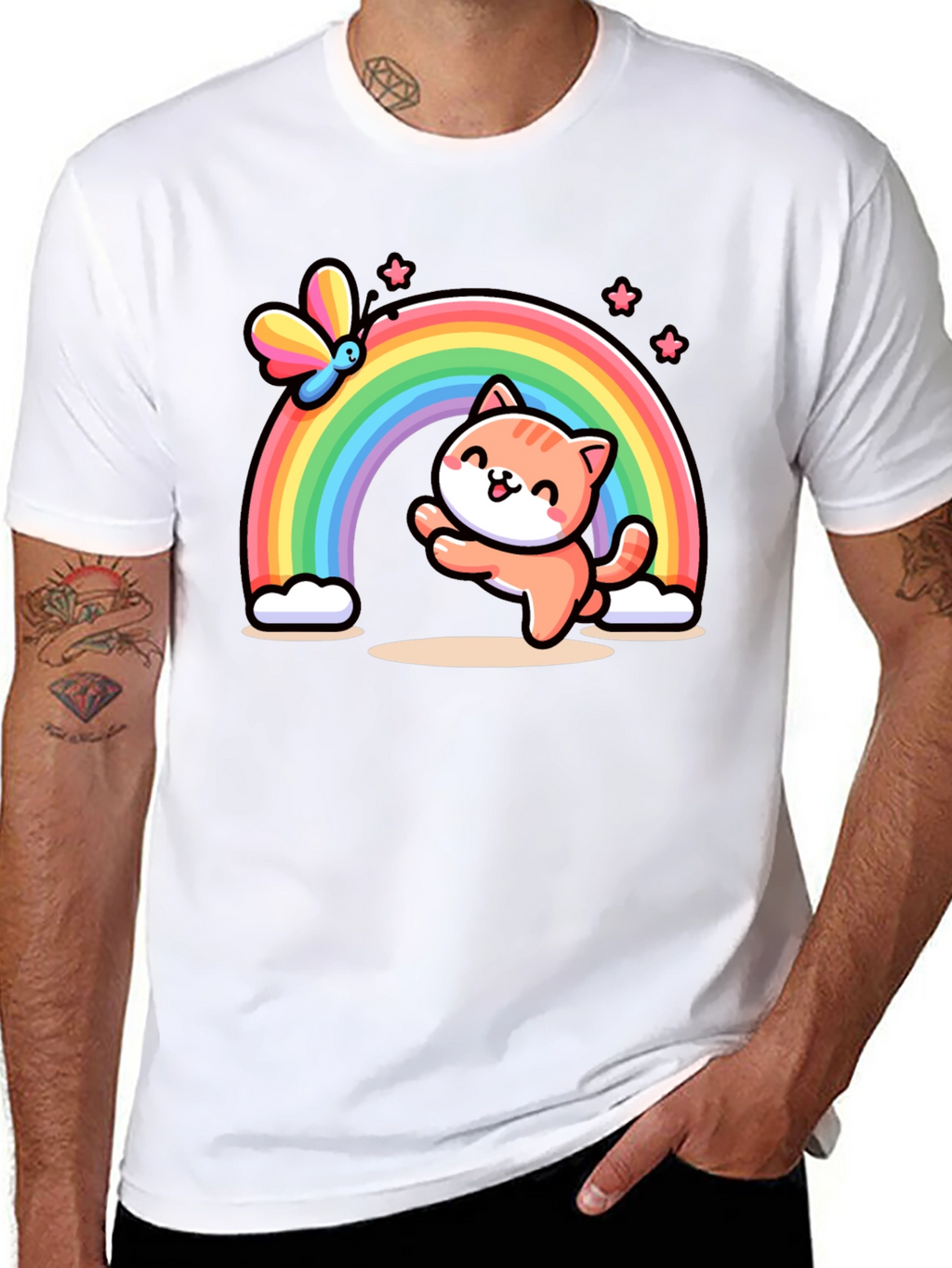 Cat Rainbow Graphic T-Shirt