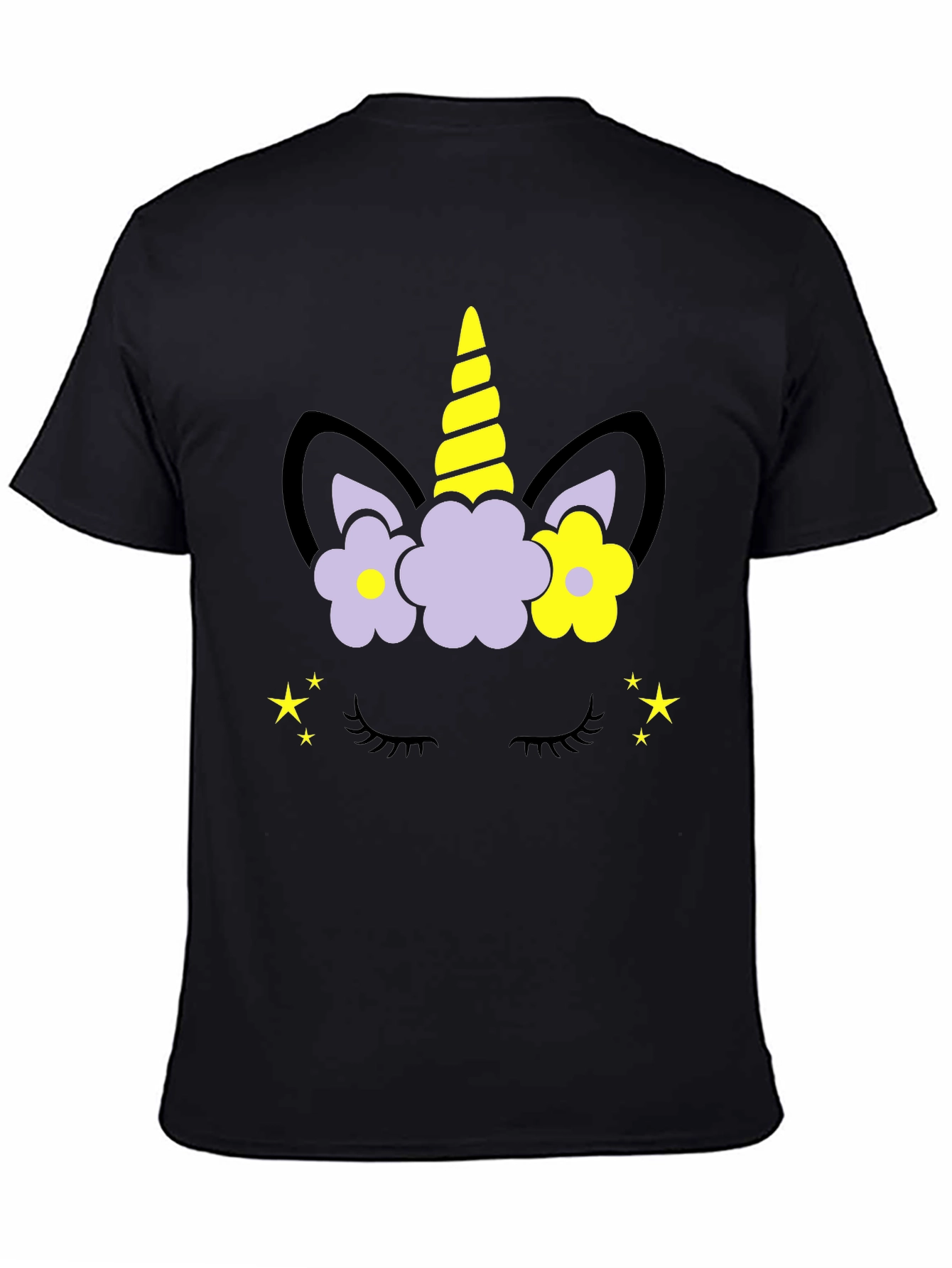 Unicorn Floral Graphic Tee - Mens Black T-Shirt
