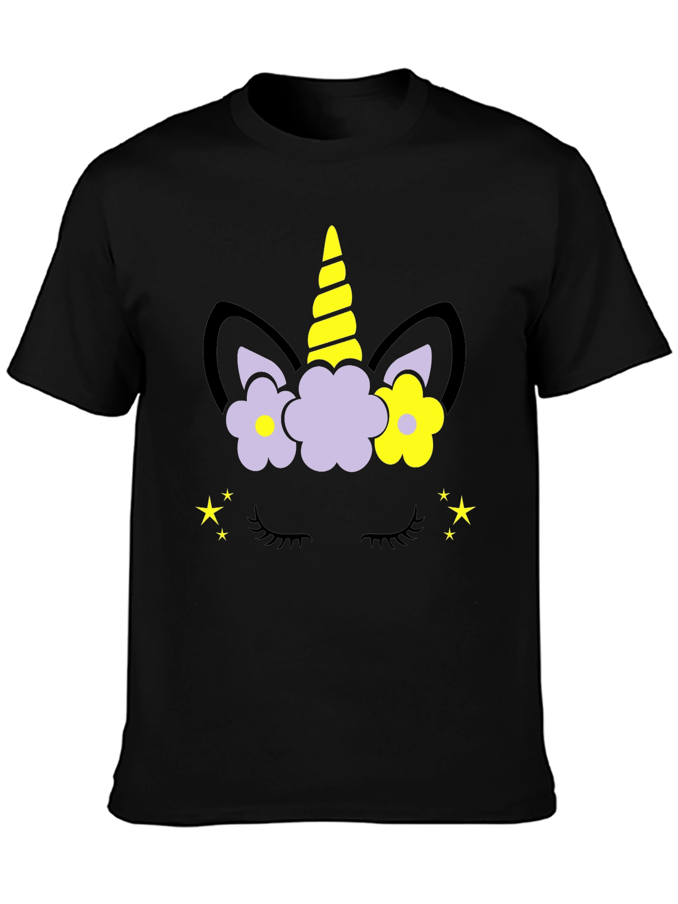 Unicorn Floral Graphic Tee - Mens Black T-Shirt