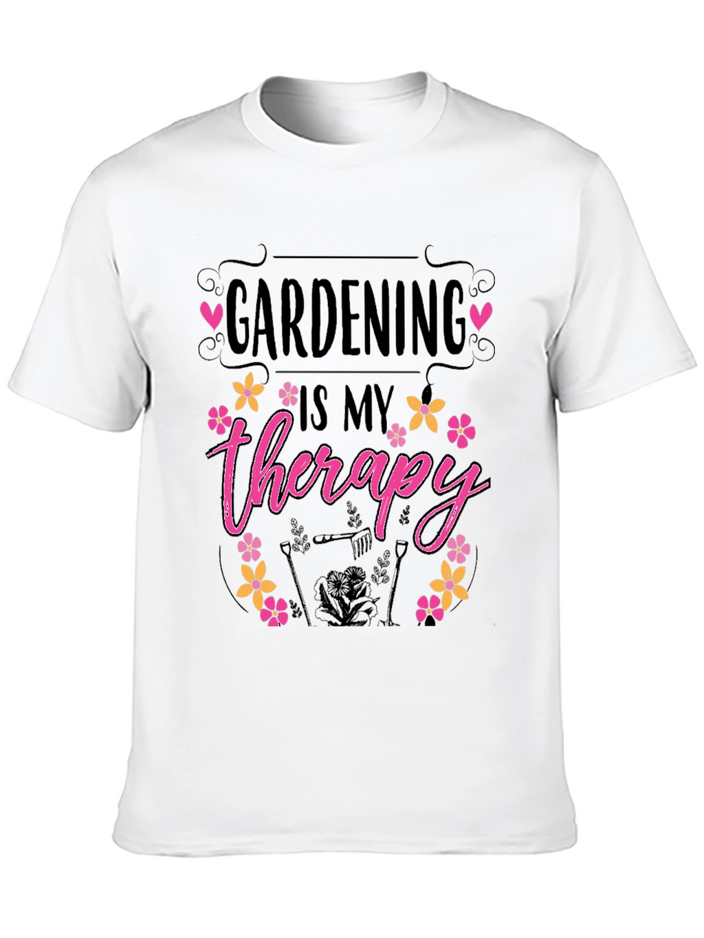 Gardening is My Therapy Black T-Shirt