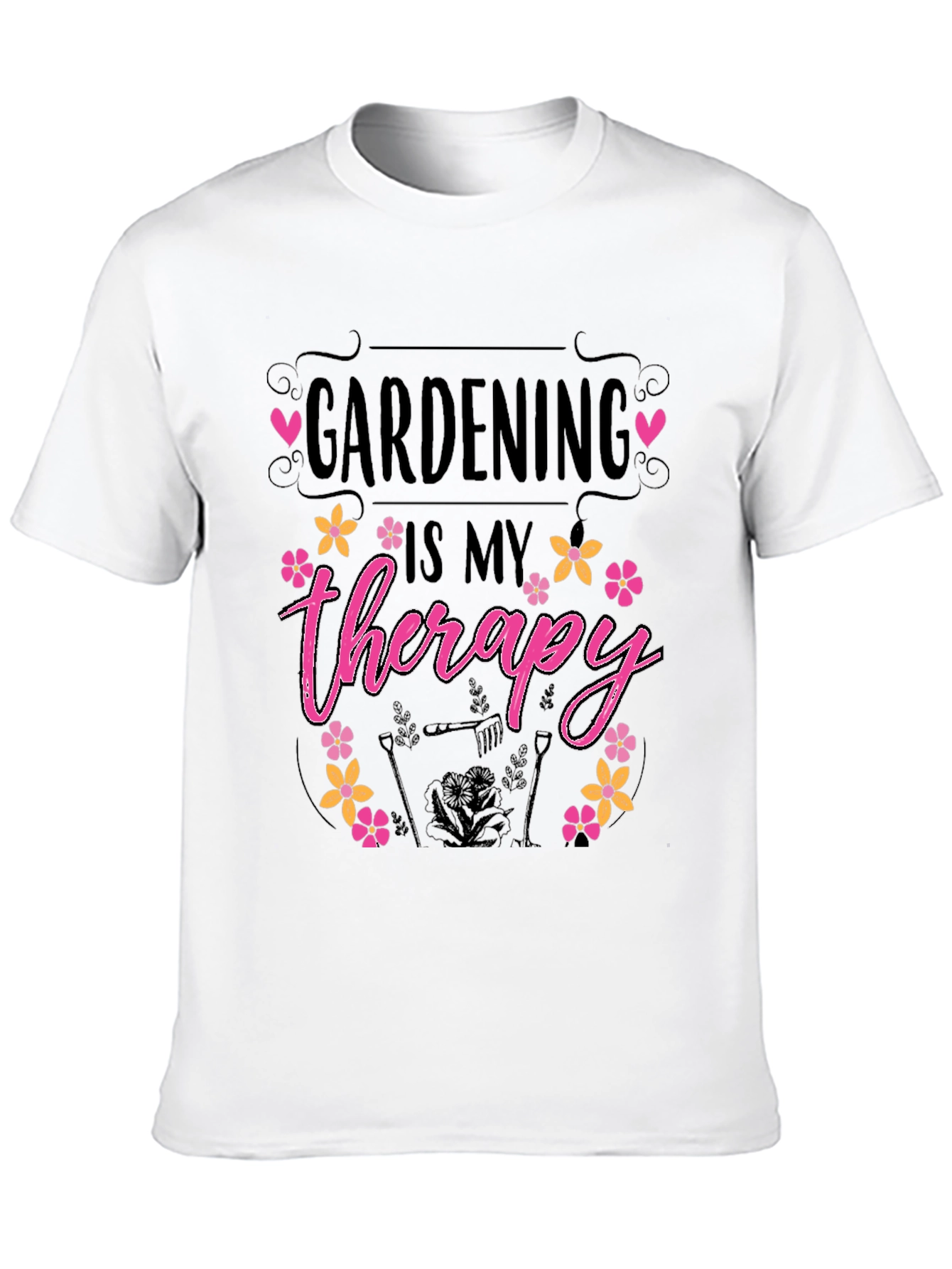 Gardening is My Therapy Black T-Shirt