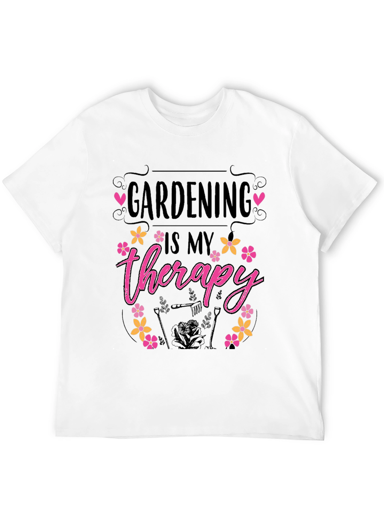 Gardening is My Therapy Black T-Shirt