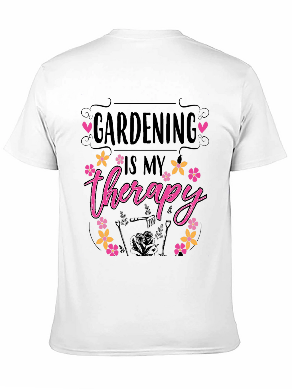 Gardening is My Therapy Black T-Shirt