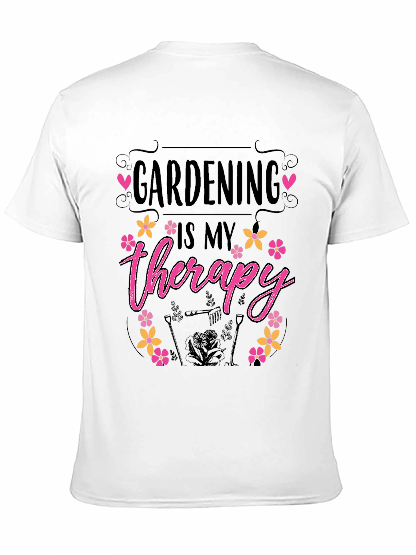 Gardening is My Therapy Black T-Shirt