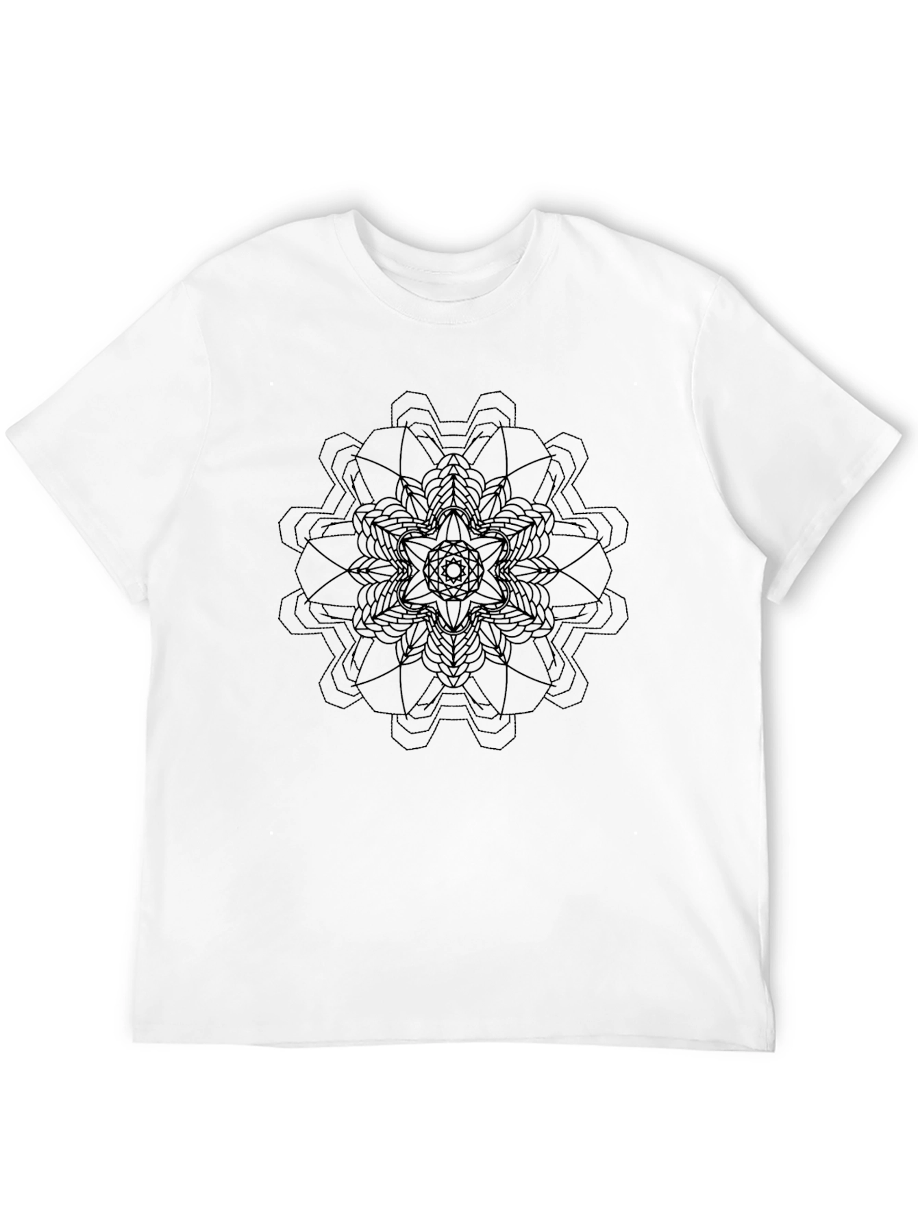 Geometric Mandala Graphic Tee - Black Cotton Comfort