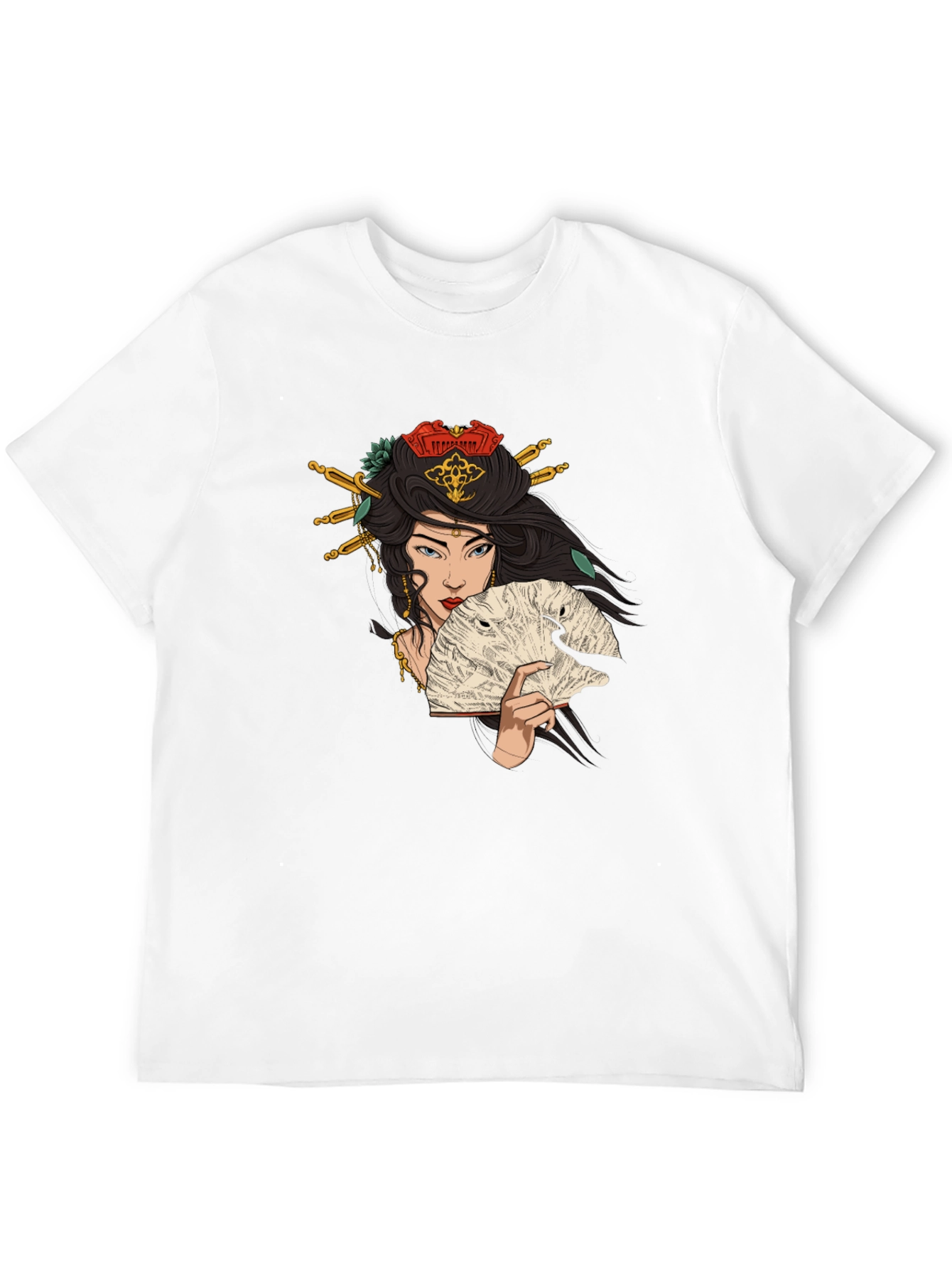 Geisha Art Graphic T-Shirt - Black
