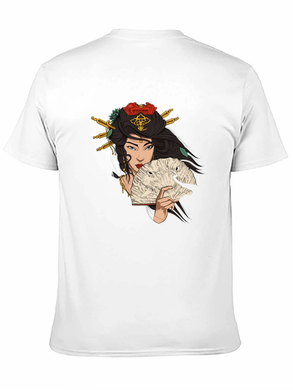 Geisha Art Graphic T-Shirt - Black