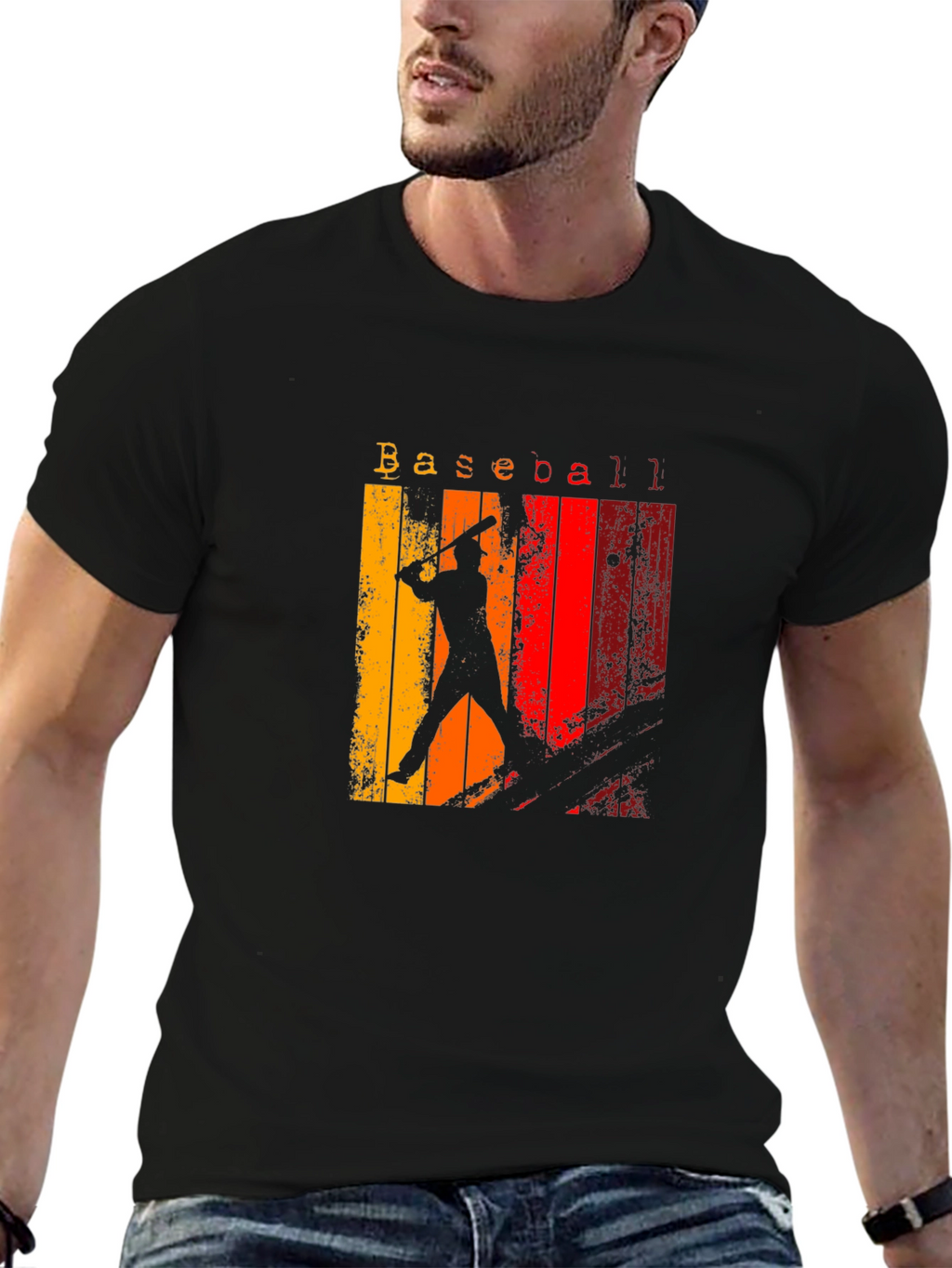 Retro Baseball Silhouette Graphic Tee