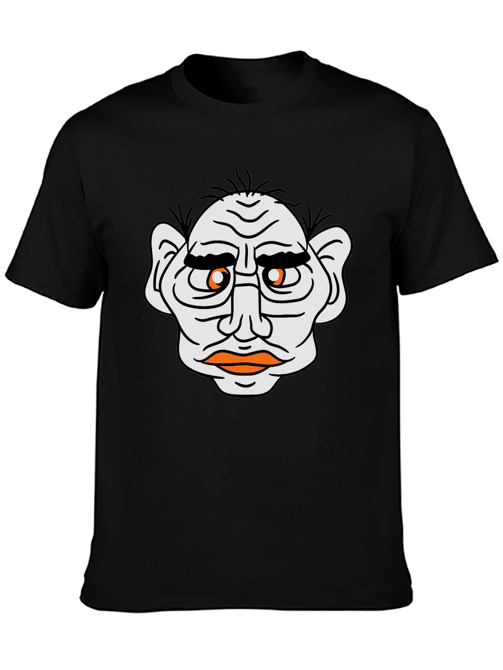 Funny Old Man Face Graphic Black T-Shirt