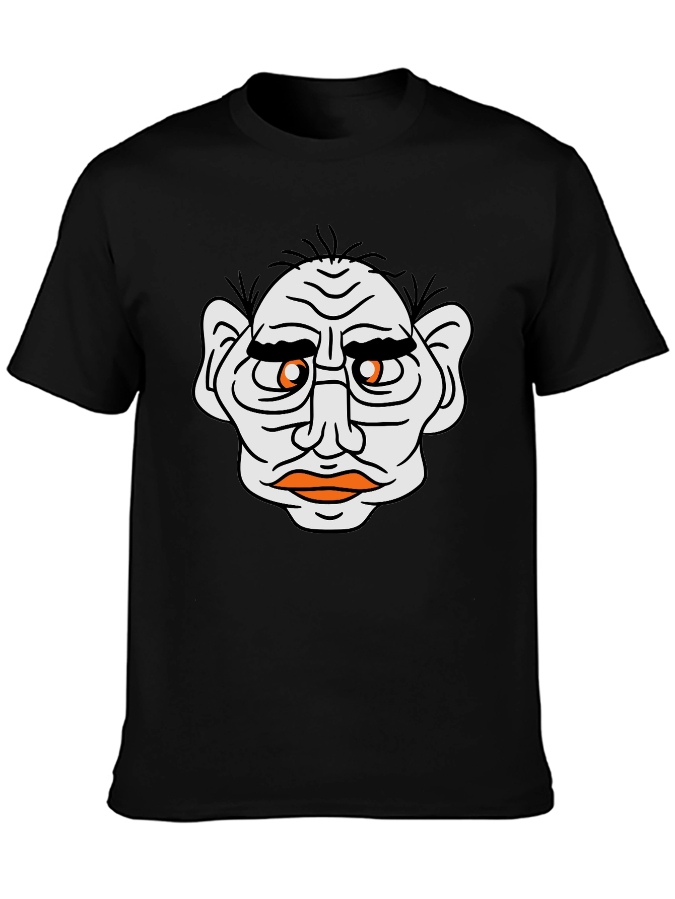 Funny Old Man Face Graphic Black T-Shirt