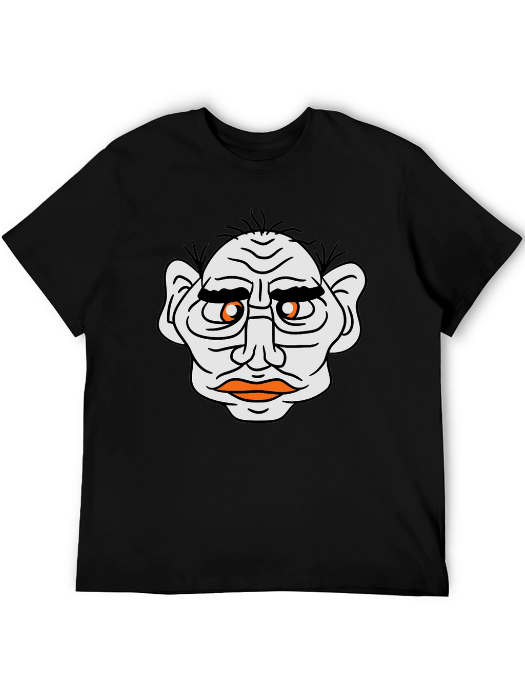 Funny Old Man Face Graphic Black T-Shirt
